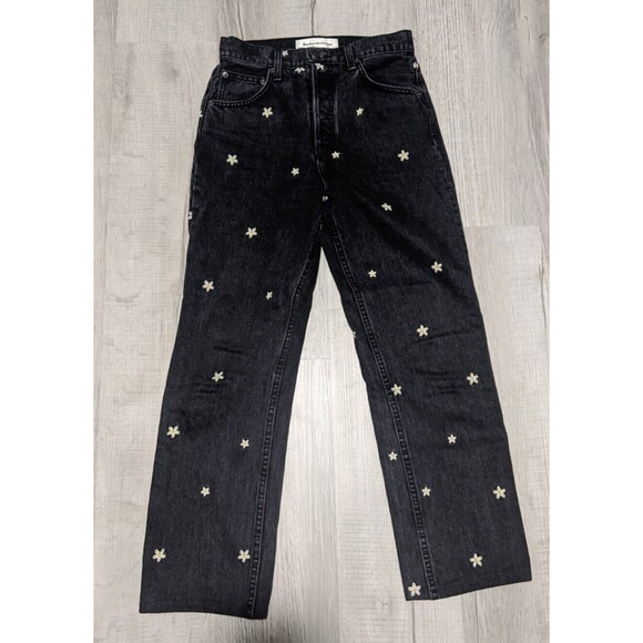 Reformation Denim - Reformation Cynthia High Relaxed Black Daisy Jeans Women's Size 25